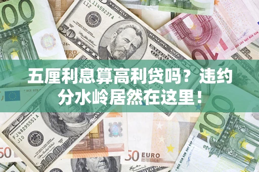武汉五厘利息算高利贷吗？违约分水岭居然在这里！