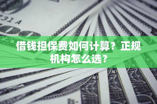 武汉借钱担保费如何计算？正规机构怎么选？